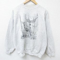 【50%OFF】XL★古着 TULTEX 長袖 スウェット メンズ 00年代 00s シカ クルーネック USA製 薄グレー 霜降り 24sep18 中古 スエット トレーナー トップス
