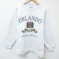 M★古着 長袖 スウェット メンズ 90年代 90s オーランド クルーネック USA製 薄グレー 霜降り 24sep18 中古 スエット トレーナー トップス