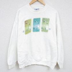 【50%OFF】XL★古着 リー Lee 長袖 スウェット メンズ 00年代 00s イルカ 大きいサイズ クルーネック 白 ホワイト 24sep24 中古 スエット トレーナー トップス