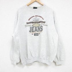 【50%OFF】XL★古着 長袖 スウェット メンズ 00年代 00s JEANS クルーネック グレー 霜降り 24sep20 中古 スエット トレーナー トップス