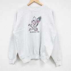 L★古着 長袖 スウェット メンズ 00年代 00s RUIDOSO NM 鳥 刺繍 クルーネック グレー 霜降り 24sep21 中古 スエット トレーナー トップス