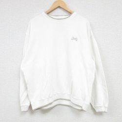 L★古着 IZOD 長袖 スウェット メンズ 00年代 00s ワンポイントロゴ コットン クルーネック 白 ホワイト 24sep21 中古 スエット トレーナー トップス