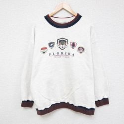 L★古着 長袖 スウェット メンズ 90年代 90s USA フロリダ クルーネック USA製 薄グレー 霜降り 24sep26 中古 スエット トレーナー トップス