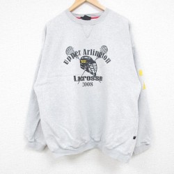 【50%OFF】XL★古着 長袖 スウェット メンズ 00年代 00s ラクロス クルーネック グレー 霜降り 24sep30 24oct01 中古 スエット トレーナー トップス