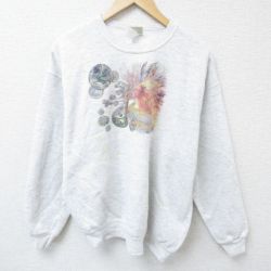 XL★古着 リー Lee 長袖 スウェット メンズ 00年代 00s 女性 クルーネック 薄グレー 霜降り 24oct03 中古 スエット トレーナー トップス
