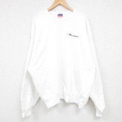 【50%OFF】XL★古着 チャンピオン Champion 長袖 スウェット メンズ 00年代 00s ワンポイントロゴ 大きいサイズ クルーネック 白 ホワイト 24oct08 中古 スエット トレーナー トップス
