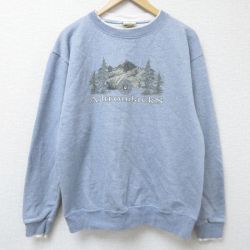 L★古着 長袖 スウェット メンズ 90年代 90s AdirondackS 山 クルーネック USA製 グレー 霜降り 24oct17 中古 スエット トレーナー トップス