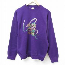 L★古着 フルーツオブザルーム 長袖 スウェット メンズ 90年代 90s NURSING クルーネック USA製 濃紫 パープル 24oct08 中古 スエット トレーナー トップス