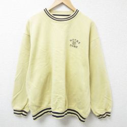【50%OFF】XL★古着 長袖 スウェット メンズ 00年代 00s ノートルダム 大きいサイズ クルーネック 薄黄 イエロー 24oct08 中古 スエット トレーナー トップス