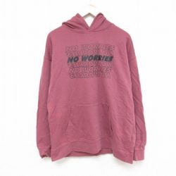 L★古着 アリゾナジーンズ 長袖 トップス パーカー メンズ 00年代 00s NO WORRIES スマイル コットン エンジ 24oct10 中古 スエット トレーナー