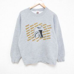 【50%OFF】M★古着 フルーツオブザルーム 長袖 スウェット メンズ 00年代 00s 鳥 クルーネック グレー 霜降り 24oct10 中古 スエット トレーナー トップス