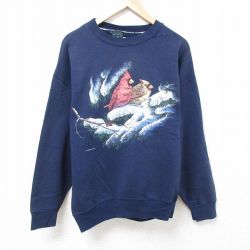 XL★古着 長袖 スウェット メンズ 00年代 00s ショウジョウコウカンチョウ クルーネック USA製 紺 ネイビー 24oct11 中古 スエット トレーナー トップス
