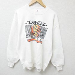 L★古着 ジャージーズ 長袖 スウェット メンズ 90年代 90s バレーボール クルーネック USA製 白 ホワイト 24oct12 中古 スエット トレーナー トップス