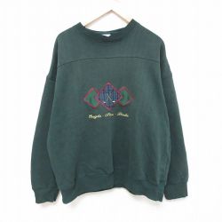 【50%OFF】XL★古着 長袖 スウェット メンズ 00年代 00s ゴルフクラブ 刺繍 大きいサイズ クルーネック 緑 グリーン 24oct15 中古 スエット トレーナー トップス