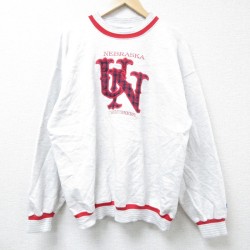 L★古着 長袖 スウェット メンズ 00年代 00s ネブラスカコーンハスカーズ 刺繍 クルーネック 薄グレー 霜降り 24oct16 中古 スエット トレーナー トップス