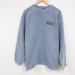 XL★古着 長袖 スウェット メンズ 90年代 90s テニス 大きいサイズ コットン クルーネック カナダ製 薄紺 ネイビー 24oct17 中古 スエット トレーナー トップス