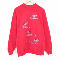 XL★古着 ジャージーズ 長袖 スウェット メンズ 80年代 80s ウシ ラグラン クルーネック USA製 赤 レッド 24oct22 中古 スエット トレーナー トップス