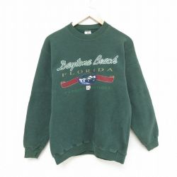 【20%OFF】M★古着 長袖 スウェット メンズ 90年代 90s フロリダ クルーネック USA製 緑 グリーン 24oct25 中古 スエット トレーナー トップス