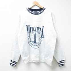 M★古着 ジャンスポーツ 長袖 スウェット メンズ 00年代 00s MITCHELL 大学 クルーネック USA製 薄グレー 霜降り 24oct26 中古 スエット トレーナー トップス