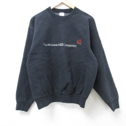 【50%OFF】M★古着 フルーツオブザルーム 長袖 スウェット メンズ 90年代 90s McGraw Hill 刺繍 クルーネック USA製 黒 ブラック 【spe】 24oct28 中古 スエット トレーナー トップス