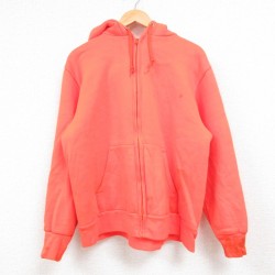 L★古着 キャンバー CAMBER 長袖 フルジップ スウェット パーカー メンズ 90年代 90s 無地 アクリル オレンジ 内側サーマル 【spe】 24oct31 中古 スエット トレーナー トップス