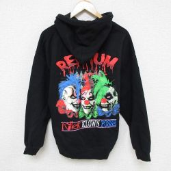 L★古着 長袖 スウェット パーカー メンズ ピエロ クルーネック 黒 ブラック 24nov11 中古 スエット トレーナー トップス