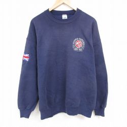 XL★古着 ジャージーズ 長袖 スウェット メンズ 90年代 90s モーリスガレージ 大きいサイズ クルーネック USA製 紺 ネイビー 24nov01 中古 スエット トレーナー トップス