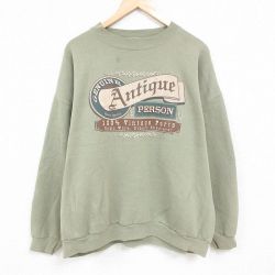【50%OFF】XL★古着 TULTEX 長袖 スウェット メンズ 90年代 90s アンティーク 大きいサイズ クルーネック 緑 グリーン 24nov01 中古 スエット トレーナー トップス