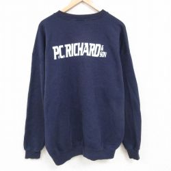 XL★古着 リー Lee 長袖 スウェット メンズ 00年代 00s PCリチャード 大きいサイズ クルーネック 紺 ネイビー 24nov01 中古 スエット トレーナー トップス