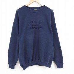 【50%OFF】XL★古着 長袖 スウェット メンズ 00年代 00s IVY CREW 刺繍 大きいサイズ クルーネック 紺 ネイビー 24nov01 中古 スエット トレーナー トップス