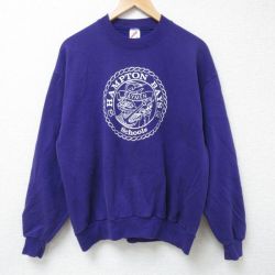 L★古着 ジャージーズ 長袖 スウェット メンズ 90年代 90s ハンプトン クルーネック USA製 紫 パープル 24nov02 中古 スエット トレーナー トップス