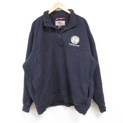 XL★古着 5.11タクティカル 長袖 ハーフジップ スウェット メンズ COMMUNICATIONS 胸ポケット付き 大きいサイズ 紺 ネイビー 24nov05 中古 スエット トレーナー トップス