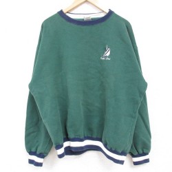 XL★古着 長袖 スウェット メンズ 90年代 90s ケープコッド 鹿の子 クルーネック 緑 グリーン 24nov05 中古 スエット トレーナー トップス