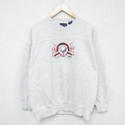 XL★古着 長袖 スウェット メンズ 00年代 00s ゴルフクラブ 刺繍 クルーネック 薄グレー 霜降り 24nov05 中古 スエット トレーナー トップス