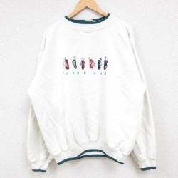 【50%OFF】XL★古着 長袖 スウェット メンズ 00年代 00s ゴルフ 刺繍 クルーネック 白 ホワイト 24nov06 中古 スエット トレーナー トップス