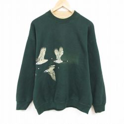 XL★古着 フルーツオブザルーム 長袖 スウェット メンズ 00年代 00s サギ 大きいサイズ クルーネック 緑 グリーン 24nov06 中古 スエット トレーナー トップス