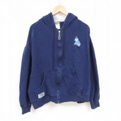 XL★古着 長袖 フルジップ スウェット パーカー メンズ 00年代 00s ディズニー DISNEY くまのプーさん イーヨー 大きいサイズ 紺 ネイビー 24nov06 中古 スエット トレーナー トップス