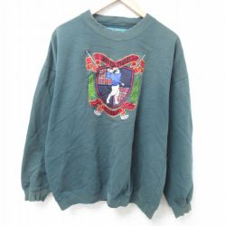XL★古着 ビッグドッグス 長袖 スウェット メンズ 00年代 00s ゴルフ 刺繍 クルーネック 濃緑 グリーン 【spe】 24nov08 中古 スエット トレーナー トップス