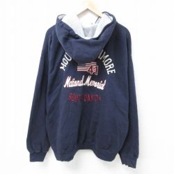 XL★古着 長袖 フルジップ スウェット パーカー メンズ 00年代 00s サウスダコタ 刺繍 大きいサイズ 紺 ネイビー 24nov08 中古 スエット トレーナー トップス