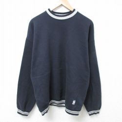 XL★古着 ディスカス 長袖 スウェット メンズ 90年代 90s ワンポイントロゴ クルーネック USA製 黒 ブラック 24nov08 中古 スエット トレーナー トップス