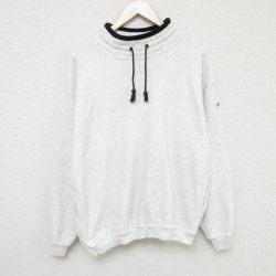 L★古着 長袖 フリース トップス メンズ 00年代 00s 無地 モックネック ハイネック 薄グレー 霜降り 24nov07 中古 スエット トレーナー