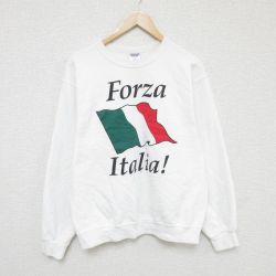 M★古着 ジャージーズ 長袖 スウェット メンズ 00年代 00s イタリア 国旗 クルーネック 白 ホワイト 24nov07 中古 スエット トレーナー トップス