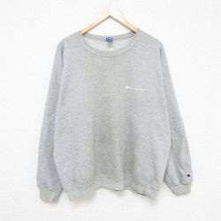 【50%OFF】XL★古着 チャンピオン Champion 長袖 スウェット メンズ 90年代 90s ワンポイントロゴ 大きいサイズ クルーネック グレー 霜降り 24nov07 中古 スエット トレーナー トップス