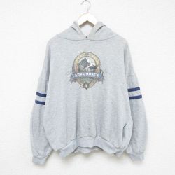 XL★古着 長袖 スウェット パーカー メンズ 90年代 90s 山 シカ 大きいサイズ USA製 グレー 霜降り 24nov07 中古 スエット トレーナー トップス