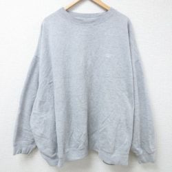 XL★古着 リーボック REEBOK 長袖 スウェット メンズ 00年代 00s ワンポイントロゴ 大きいサイズ クルーネック グレー 霜降り 24nov07 中古 スエット トレーナー トップス