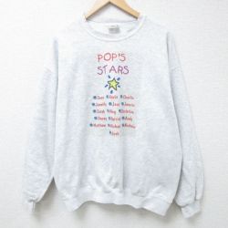 XL★古着 リー Lee 長袖 スウェット メンズ STARS クルーネック 薄グレー 霜降り 24nov07 中古 スエット トレーナー トップス