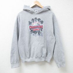【50%OFF】M★古着 長袖 スウェット パーカー メンズ MLB ボストンレッドソックス 上原浩治 グレー 霜降り メジャーリーグ ベースボール 野球 24nov07 中古 スエット トレーナー トップス
