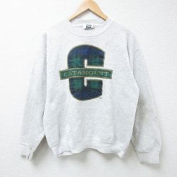 M★古着 リー Lee 長袖 スウェット メンズ 90年代 90s CATAMOUNT クルーネック USA製 薄グレー 霜降り 24nov07 中古 スエット トレーナー トップス