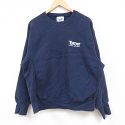 L★古着 リー Lee 長袖 スウェット メンズ 00年代 00s Turner クルーネック 紺 ネイビー 24nov08 中古 スエット トレーナー トップス