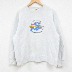 L★古着 フルーツオブザルーム 長袖 スウェット メンズ 00年代 00s CROSS COUNTRY クルーネック 薄グレー 霜降り 24nov08 中古 スエット トレーナー トップス